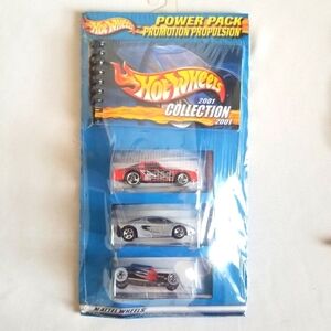 2001 Hot Wheels Promo 3 Pack Cars and Book Camaro Z28,Lotus M250, Track T